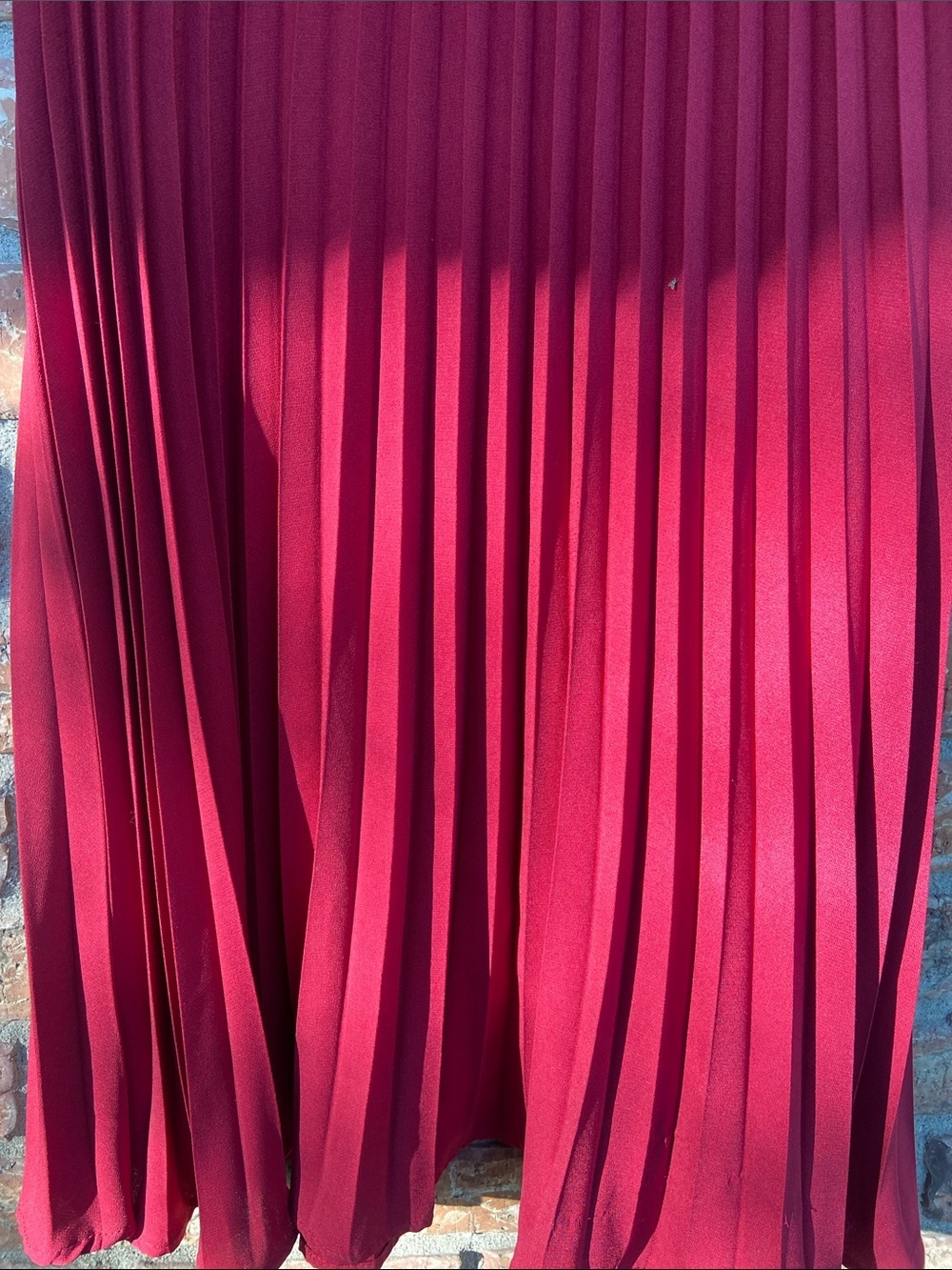 Pleated Midi Dress in Deep Wine - Picture 6 of 10
